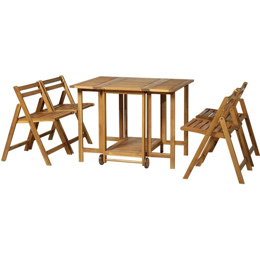 "5-piece garden seating set, dining table set, folding garden furniture, 1 table + 4 chairs, acacia wood, teak 100.5 x 82 image"