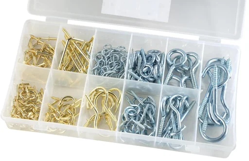 "Screw eye hook assortment, 214 pieces image"