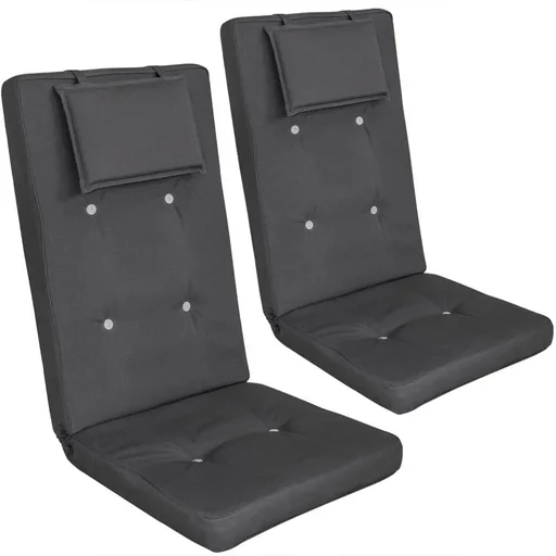"Garden Cushions - 2 Pieces - With Long Back and Head Cushions - For Chair - 118x45x7cm - Grey image"