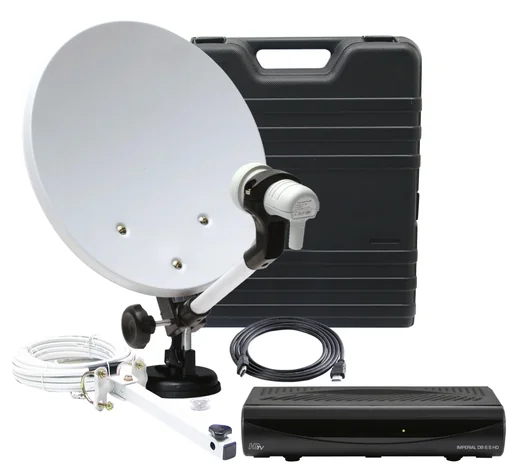 "HDTV SAT camping satellite system DB 6 S HD (HD receiver, 35cm dish, single LNB, cable, various brackets) image"