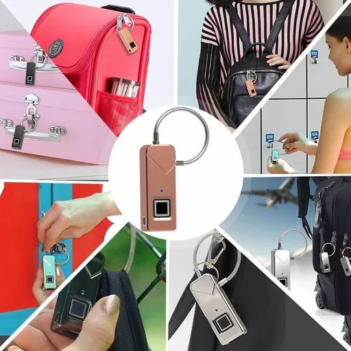 "Movelly fingerprint padlock matt black image"