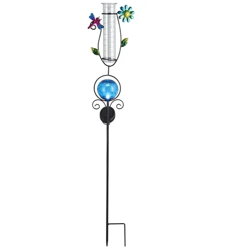 "Solar-powered lighting with rain gauge blue image"