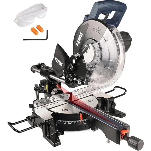 "MSM1038 Radial miter saw 1900W - 255mm - Laser guide - Spindle lock - Incl. 255mm TCT saw blade (T60), dust image"