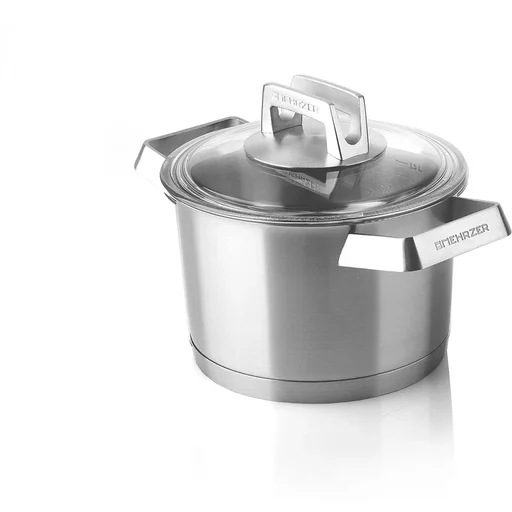 "Mehrzer Premium - Tall cooking pot with lid - 16 cm - stainless steel image"