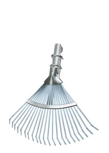 "Professional fan broom, 22 tines, 4 reinforced outer tines, galvanized, adjustable, width 32-48 cm, without handle image"