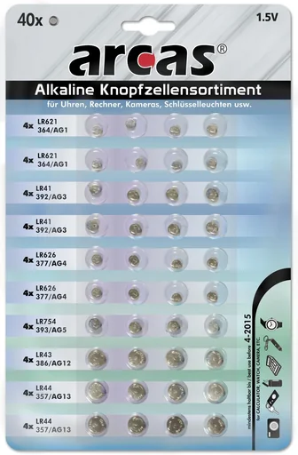 "Alkaline button cell assortment - 40 pieces image"
