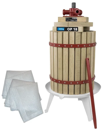 "Set fruit press “OP 18” with 18 litre press basket, mechanical drive + 2 press cloths image"