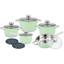 Herenthal - Complete 12-piece pots and pans - Stainless steel - Green