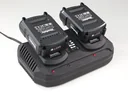Battery set 2 x 18 Volt battery 2 Ah + 1 x double quick charger