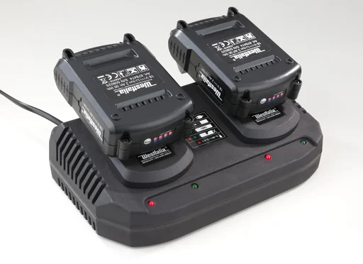 "Battery set 2 x 18 Volt battery 2 Ah + 1 x double quick charger image"