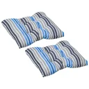 Set of 2 seat cushions, chair cushions, seat cover, garden chair cushions, easy to clean, blue striped, 50L x 45W x 8D cm