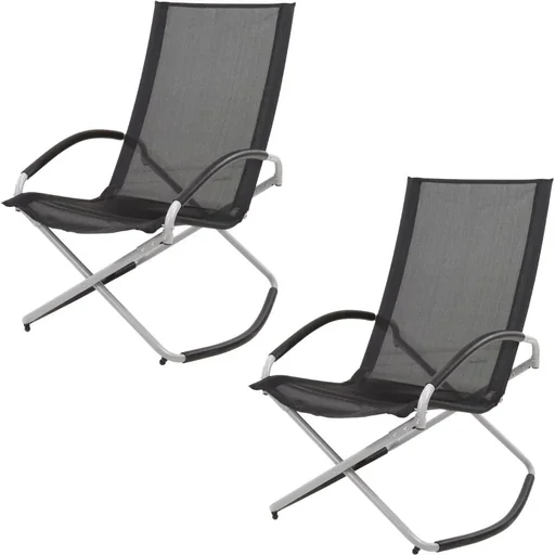 "Pro Garden Folding Rocking Chair - Black - 70x90x98cm - 2 BUYS image"
