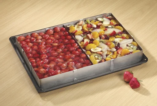 "Stainless steel baking frame with inner divider image"