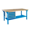 Workbench 1500 with drawer box, 4 drawers