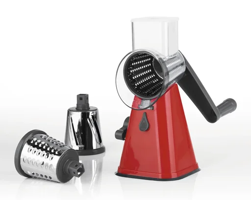 "Vegetable grater, drum grater, 6-piece, red/grey image"
