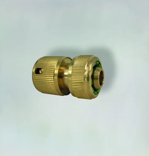 "Brass hose connector, plug-in system for 3/4", with water stop image"