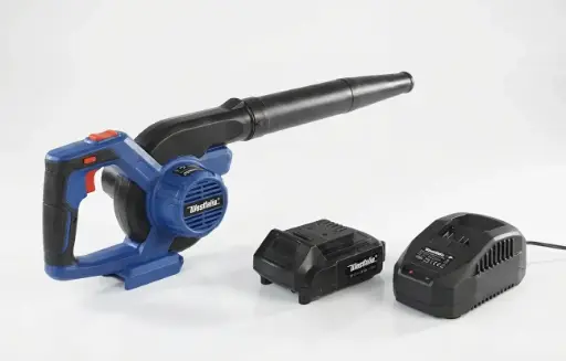 "Multifunctional blower 18 Volt Li-ion AMG 18 including 1 battery 2.0 Ah and charger image"
