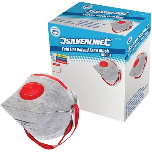 "Flat foldable FFP3 dust mask with valve, disposable, 25 pcs. FFP3 image"