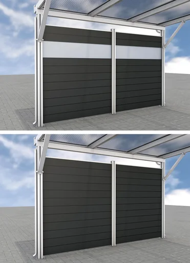 "Side wall for carports, white, 5.82 x 1.86 m, WPC boards dark grey image"