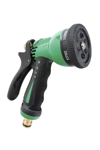 "Garden hand shower, aluminum, 6-way, MS connector, green image"