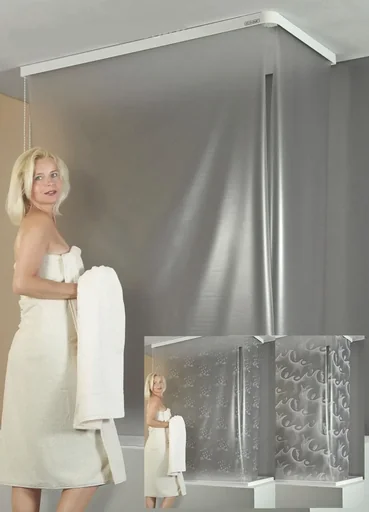 "Cassette corner shower blind "Drops white", 137 x 62 cm image"