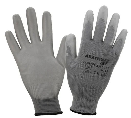 "Fine-knit gloves with PU coating, grey, size 10, 5 pairs image"