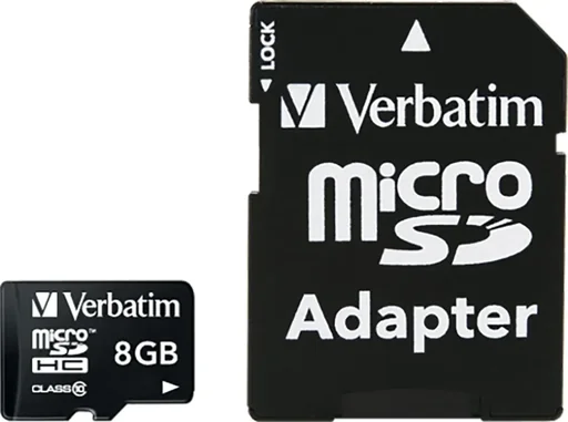 "8 GB microSDHC memory card with SD card adapter, Class 10 image"