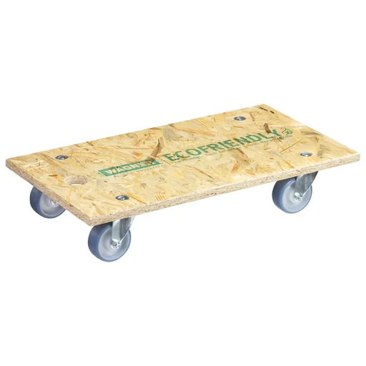 "Transport aid MM 1173, 57.5 x 30 x 11 mm, soft castors Ø 75 mm, roller bearing, OSB board, CO2-neutral, load capacity 250 kg image"