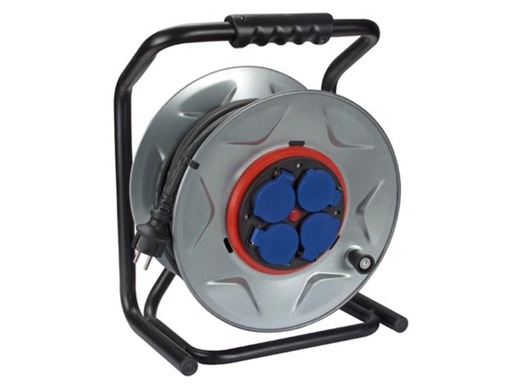 "PROFESSIONAL CABLE REEL WITH ANTI-TWIST SYSTEM - NEOPRENE - 40 m - 3G2.5 - 4 SOCKETS - EARTHING CONTACT (GERMAN SYSTEM) image"