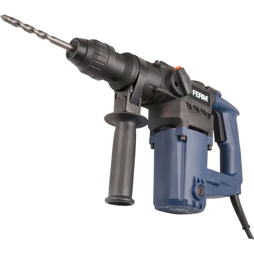 "HDM1028 hammer drill 850W - soft grip - 3 functions - incl. 3 SDS Plus drill heads and 2 SDS Plus tool heads with storage image"