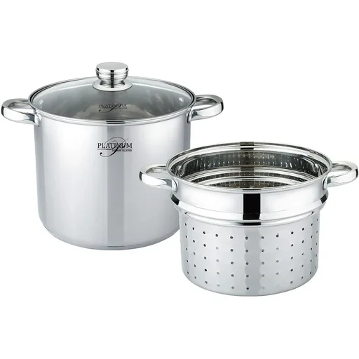 "Platinum Saucepan with Pasta Cooker - Stainless Steel - 24cm image"