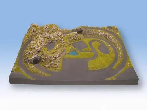 "Ready-made terrain Berchtesgaden - 75.5 x 51 cm, approx. 13 cm high, made of structural hard foam, N gauge, including track plan image"