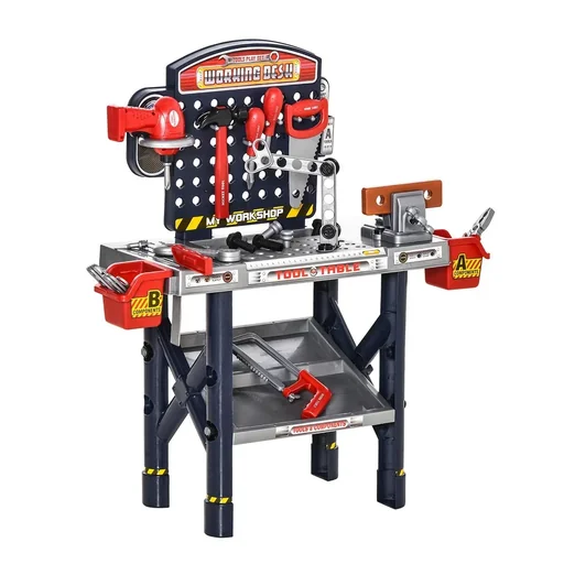 "Children's workbench work table workbench table with 55 accessories role play toy for children from 3 to 6 years PP-art image"