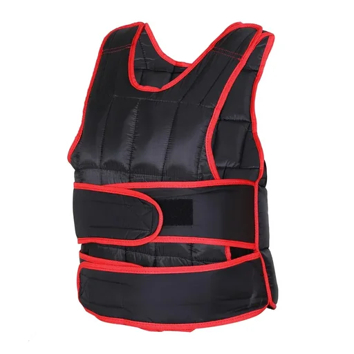 "20 kg training vest weight vest with double straps adjustable strength training fitness Oxford metal black+red 40 x image"