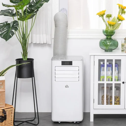 "4-in-1 air conditioner with remote control white, grey image"