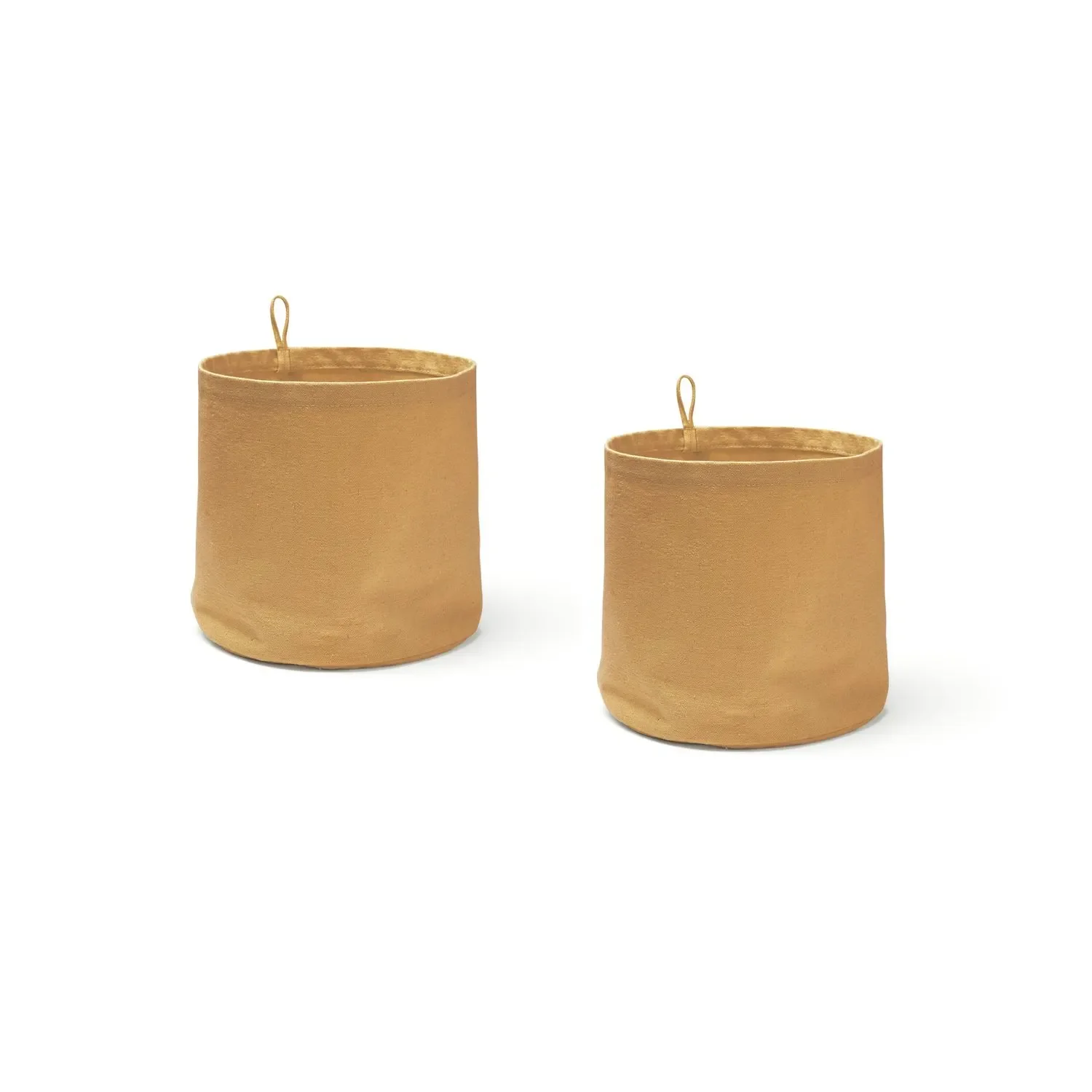 "Kids concept storage boxes round from fabric, brown image"