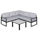 3-piece garden furniture set, garden set, seating group with coffee table, sofa with cushions, outdoor, aluminum, gray