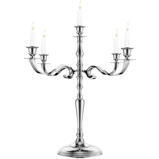 "Candlestick silver shiny aluminum 60cm 5-armed candelabra image"