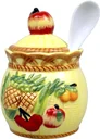 Jam pot with lid and spoon, 10 portion packs of fruit spread (25 g each), 250 g