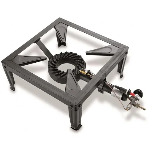 "Cast iron 1 burner camping gas stove with thermocouple 7.5 KW 37cm 4 feet image"