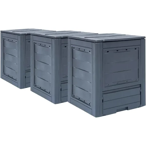 "Compost boxes 3 pieces 780 L 60x60x73 cm grey image"