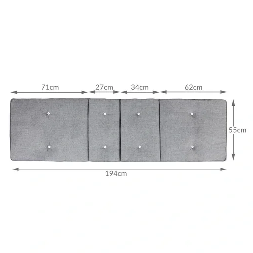 "Garden Cushion - For Lounger - 196x55x5cm - Grey image"