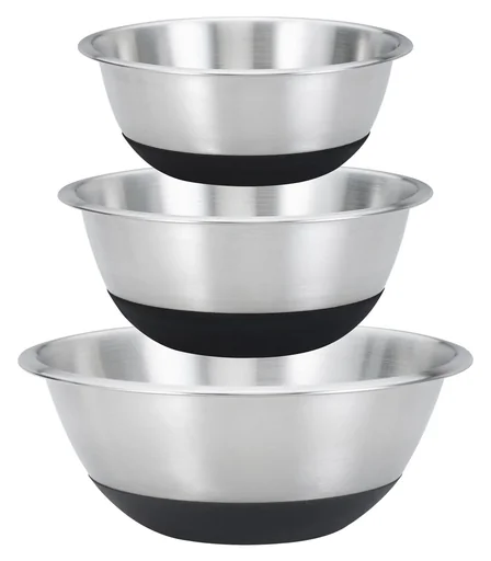 "Bowl set "Black Steel", with silicone base, stainless steel, silver/black, 3-piece image"