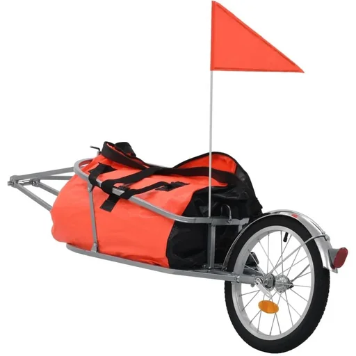 "Bicycle trailer with bag orange and black image"