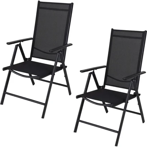 "Pro Garden Garden Chair / Folding Chair / Camping Chair - Foldable - Black - 2 Pushes image"
