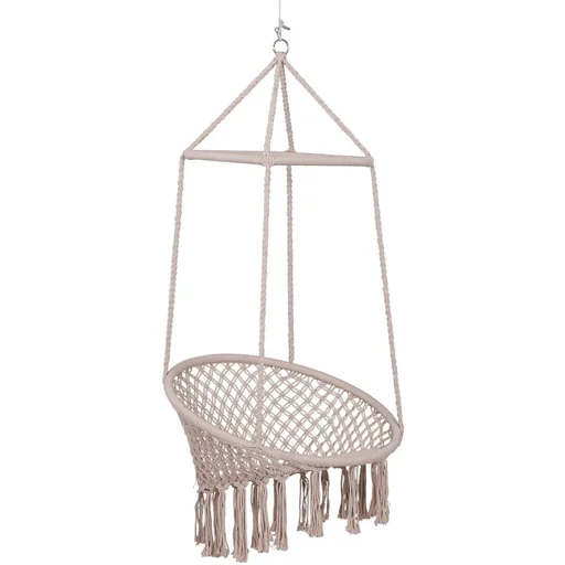 "Hanging chair hanging chair hanging swing bohemian UV-resistant cotton+metal beige ?80xH150cm up to 120 kg image"