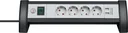 Premium Office Line 4-way power strip with 2 x USB, black/grey