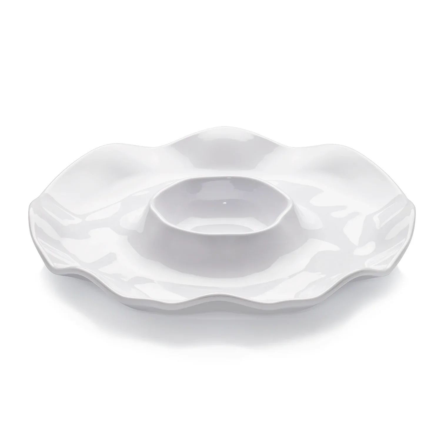 "Ruffle round chip and dip server set of 4, 40,6 cm image"