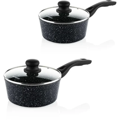 "Black Marble - Cooking Pot 20 cm and Cooking Pot 18 cm - Black image"