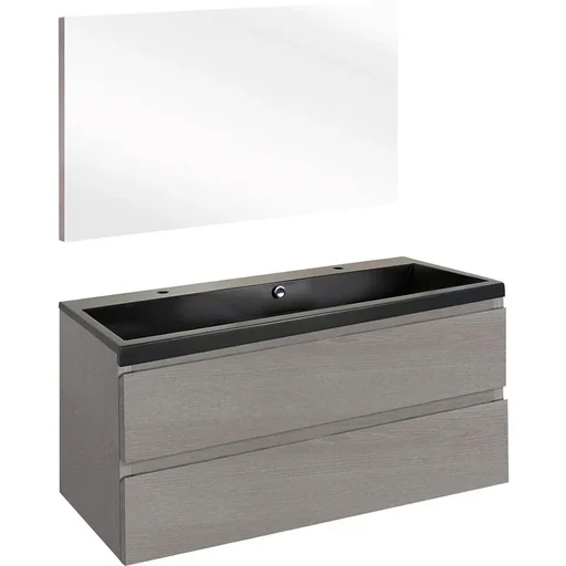 "Concept bathroom furniture with mirror 100cm - grey/black image"